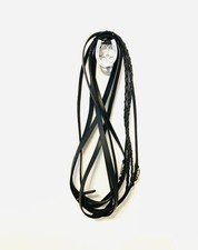 Single Driving Reins 30ft – Black Laced Leather – Brass Fittings – Eco-Friendly