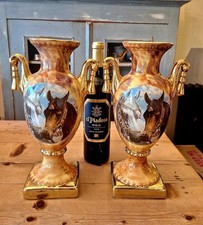 Pair of Vintage  Arabian Horse Urns Empire Ware Circa 1930's - 32 cm