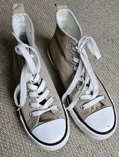 Primark Women's Converse Style Trainers UK Size 4 Beige/White