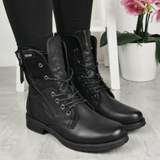 Ankle Boots Shoes Ladies Winter Lace Up Zip Comfy Army Warm Lined Womens Sizes