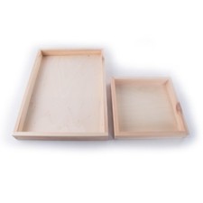Wooden Shallow Tray Display Presentation Box Unpainted Decorative Pine/ 2 Sizes 