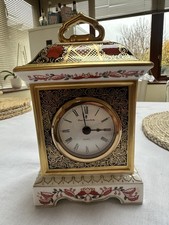 Royal Crown Derby - Imari 1128 - 18.5cm Mantel Clock - 22ct Gold Band - Exc Cnd