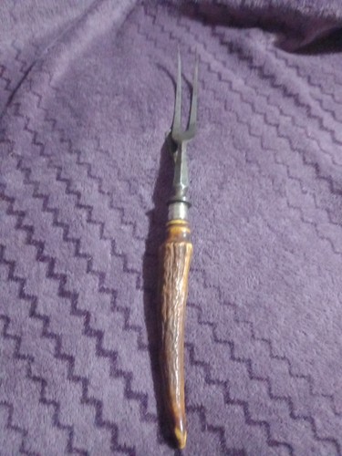 Antique carving fork with - antique,