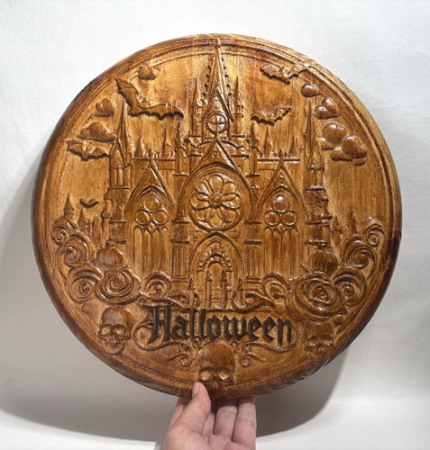 Halloween round wood - 3d,