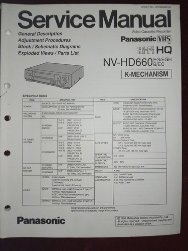 Panasonic hd660 vhs video - nv-hd660,