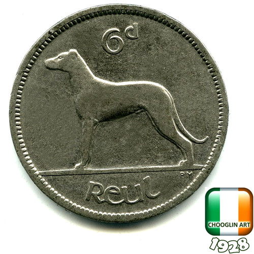 Irish 1928 sixpence 6d - sixpence,