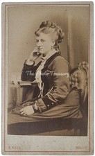 CDV KELSO SCOTLAND ELEGANT LADY IN THOUGHT FASHION JEWELLERY BY ROBERT BELL