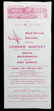 Royal Blue Express Services & Bristol Greyhound Coach Timetable - Summer  1964
