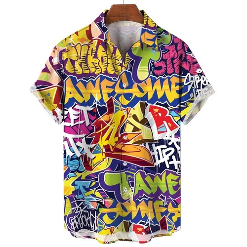 Mens button down graffiti - mens,