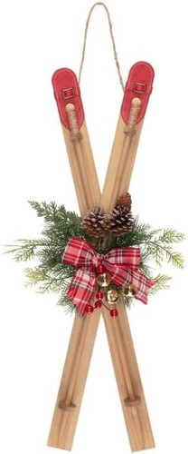Large festive wooden skis - large,