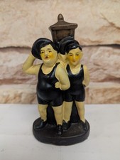 Laurel & Hardy Ornament in Swimsuits by Lamp Post Figurine Stan Ollie Vintage