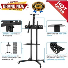 Mobile Floor Standing TV Trolley Cart Mount Bracket TV Stand for 32 - 75 Inch TV