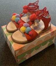 Andanines Red Pom Pom Sandals