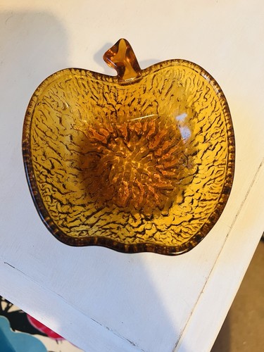 Vintage amber glass apple - vintage,