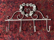 1 X small Shabby Chic Vintage metal coat hat rack hook heart rose design