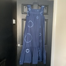 Beaumont Organic Navy Tie-Dye Pinafore Dress. Size Large