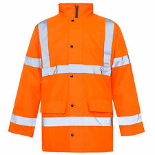 HI VIZ VIS JACKET HIGH VISIBILITY REFLECTIVE WATERPROOF WORKWEAR PADDED HOODED