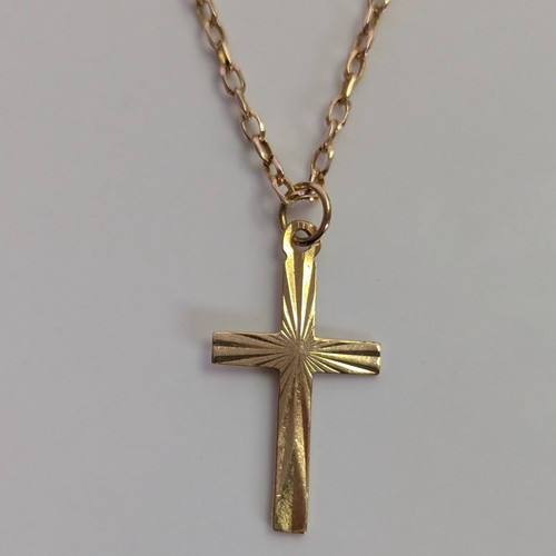 9ct yellow gold cross - gold,