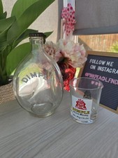 Vintage Dimple Haigs Whisky Metal Cap Glass Bottle + Matching Whisky Glass 