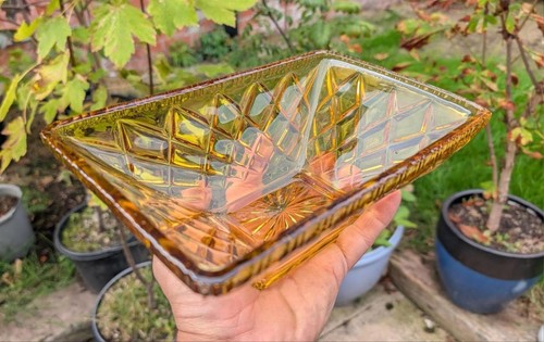 Vintage amber pressed glass - amber,
