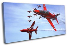 RAF Planes Red Arrows Transportation SINGLE CANVAS WALL ART Picture Print
