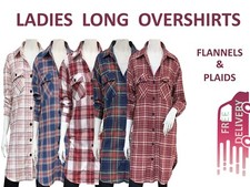 LADIES OVER SHIRTS FLANNEL/PLAIDS LONG WITH SIDE POCKETS