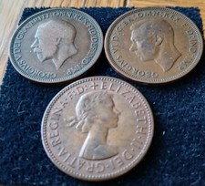 GEORGE V Half Penny 1933. GEORGE V1 1943. ELIZABETH 11 1965. All 3 Half Penny