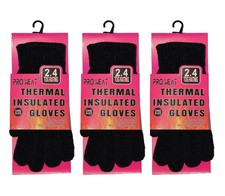 3 Pairs Black Ladies Womens Thermal Gloves Chenille Winter Warm Insulated Fleece