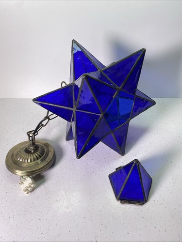Vintage metal blue glass - vintage,