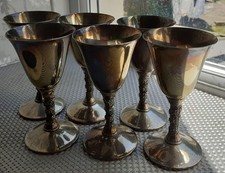 VINTAGE FALSTAFF SET 6 SILVER PLATED WINE GOBLETS WINE DRINK SPAIN SPANISH