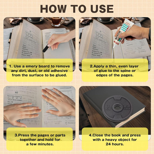 Book glue dries clear - book,