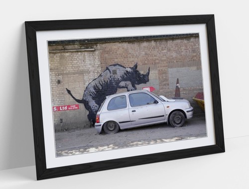 Banksy rhino car - rhino, graffiti