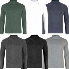 Mens Roll Neck Lightweight Jumper T-Shirt Turtle Funnel Long Sleeve Golf Tops