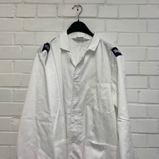 WHITE OVERALL COAT - Size: Large , Long Sleeve Popper front , British Military