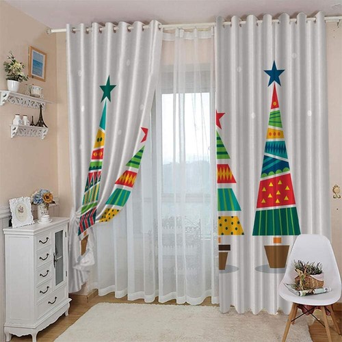 Christmas tree curtains - christmas,