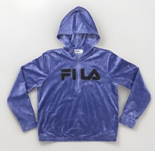 Vintage Fila Velour Track Jacket Womens Large Blue 1/4 Zip Y2K Retro