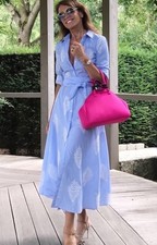 ZARA BLUE WHITE STRIPED BELTED