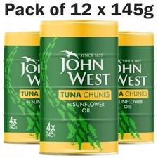 John West Tuna Chunks in Sunflower Oil, 145 g, Pack of 12 - £19.99