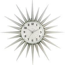 Sunburst Wall Clock, Silver, 43 Cm L X 43 Cm W