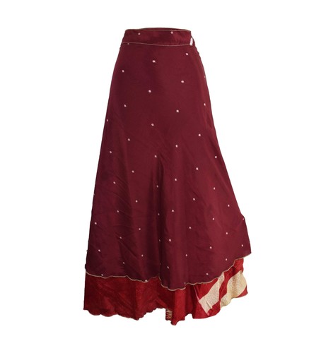 Sari silk wrap skirt 2xl - wrap,