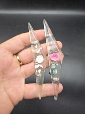 Pair Vintage Carved Lucite