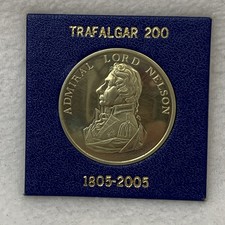 Gold Plated Commemorative Medal Trafalgar 200 Years - Admiral Nelson / Victory 