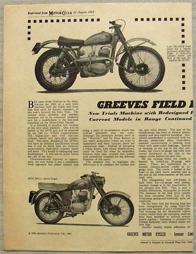 Greeves motorcycles for 1962 - motorcycles,