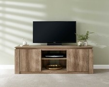 Large Oak TV unit Media Stand cabinet Oak Veneer 3D finish GRADED