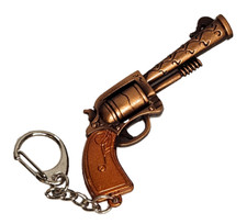 Novelty Copper Colour Vintage Style Miniature Pistol Hand Gun Revolver Keyring