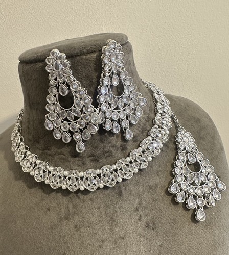 Imitation silver polki set - imitation,
