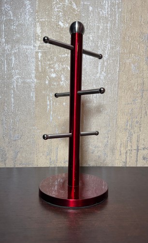 Red metal mug tree - tree, holder