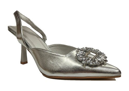 Truffle silver jewel heels - truffle,