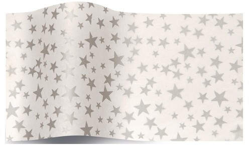 Christmas silver stars - silver, tissue