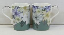 Portmeirion Atrium Mugs 340ml x2  Floral Green Coffee Tea  VGC